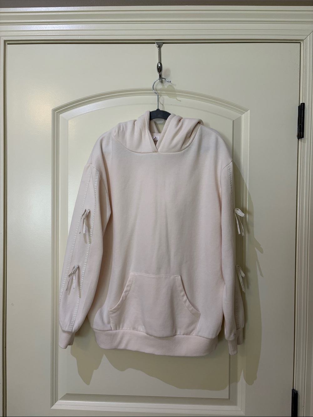 YOUTH GB girls Cream Hooded Sweatshirt with Sleeve Tie Accents